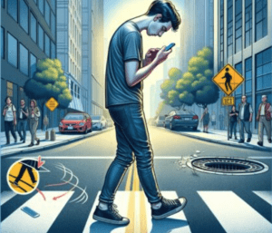 Camminare con il guardando il cellurare